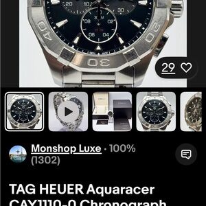 Tag Heuer Silver and Black Chronograph Watch